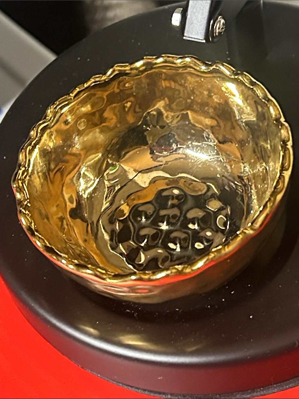 Hammered Decorative Metal Bowl - Gold Tone